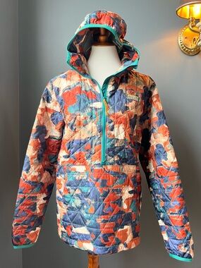 LLBEAN Women's Katahdin Insulated Pullover in Teal Camo NWT